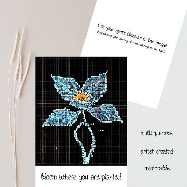 Flor azul | Píxeles modernos | Bloom Donde Se Plan (An Artistic Application to the Interpretation of Floral Beauty - Award Winning Canvases Become Cards)