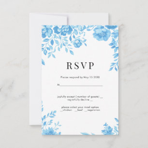 Flor azul Retro boda floral RSVP