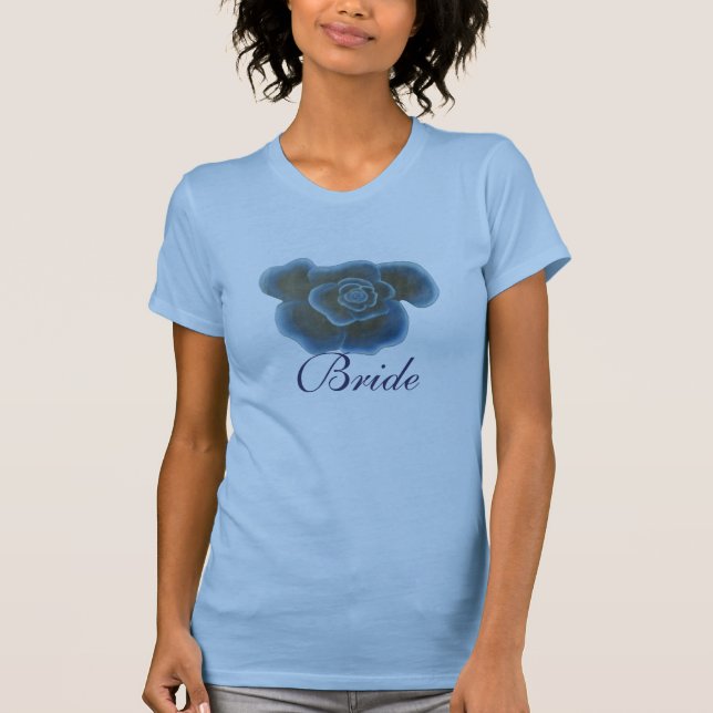 Flor azul rosa Novia a camisetas (Anverso)