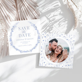 Flor azul silvestre Guardar la invitación de la fo