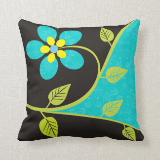 Flor azul turquesa audaz almohada de tiro