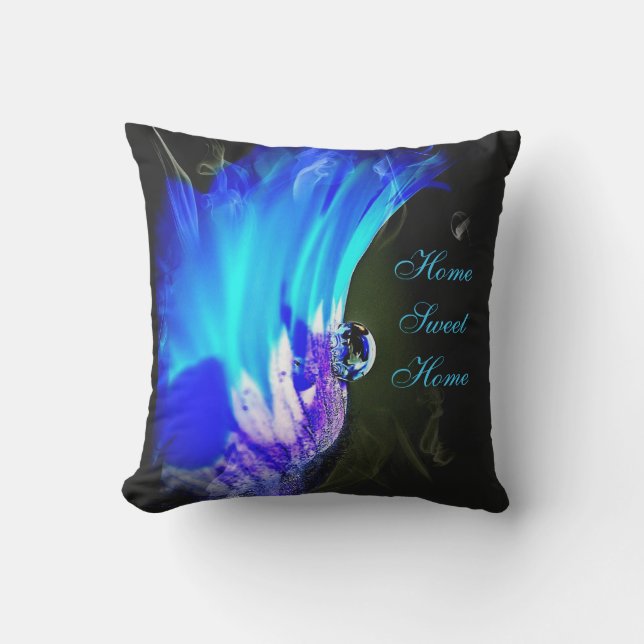 Flor azul turquesa y violeta almohada exterior (Anverso)