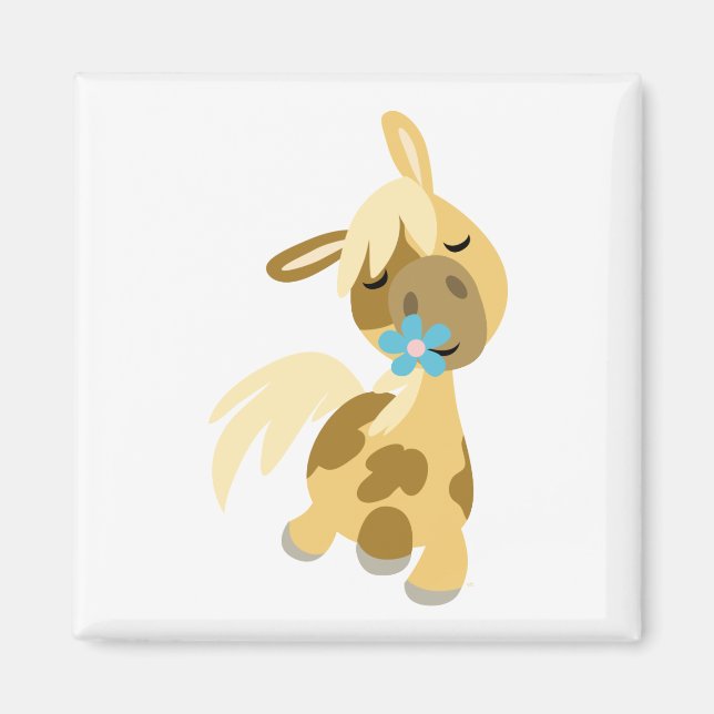 Flor azul y Personalizado suave imán pony (Frente)