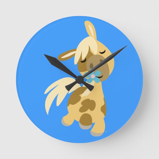 Flor azul y reloj de pared de Personalizado suave (Anverso)