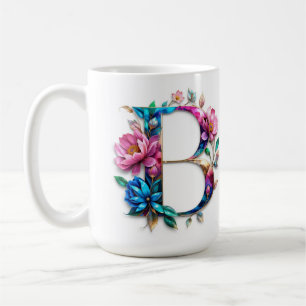Flor B letra taza de café tazón