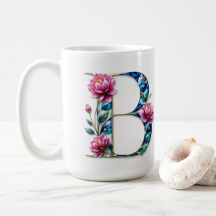 Flor B letra taza de café tazón