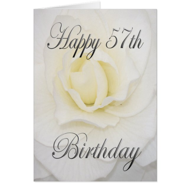 Flor blanca Feliz cumpleaños número 57 (Frente)