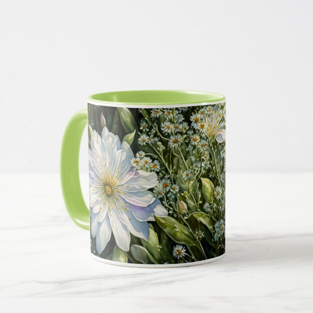 Flor blanca Flora Floral Jardín Copa de Arte Mug (Anverso izquierdo)