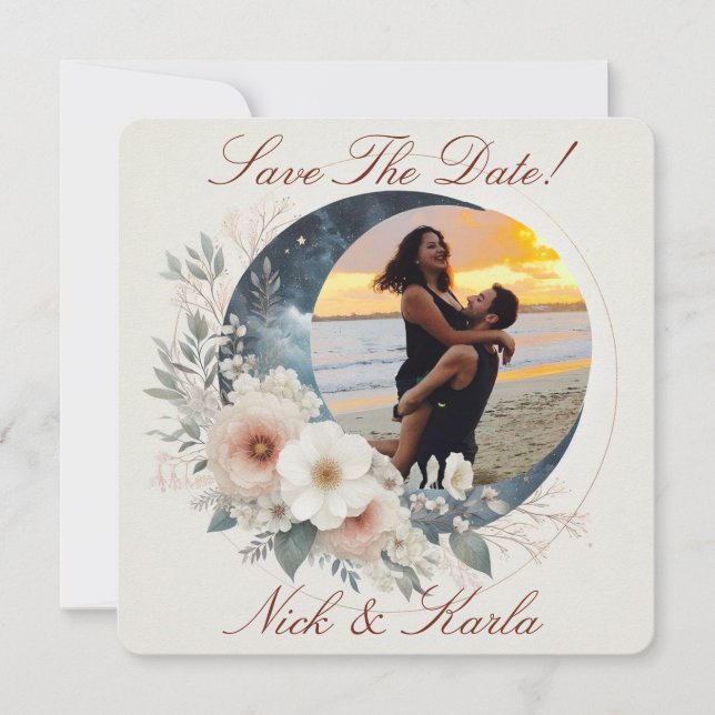 Flor Blanca Salva La Invitación De Fotos De Fecha (Anverso)