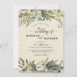 Flor blanca y palma | Invitación a la boda