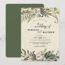Flor blanca y palma | Invitación a la boda