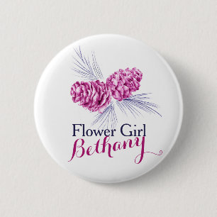 Flor chica pino cono ciruela boda botón pin