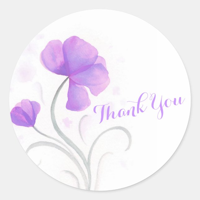 Flor color de agua boda rosa gracias pegatina (Anverso)