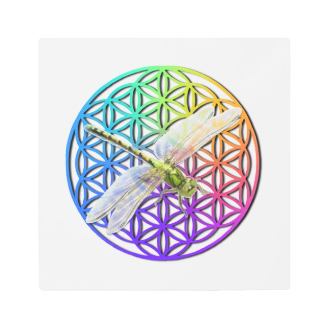 Flor colorida elegante del arte de la libélula (Anverso)