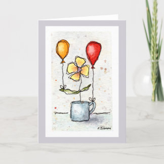 Flor con tarjeta de saludo acuático de globos