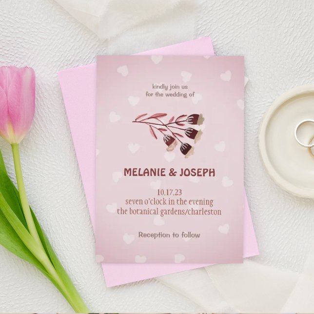 Flor crema moderna rosa Invitación a la boda (Subido por el creador)