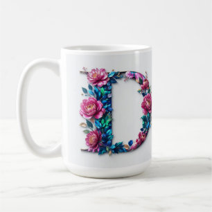 Flor D letra taza de café tazón