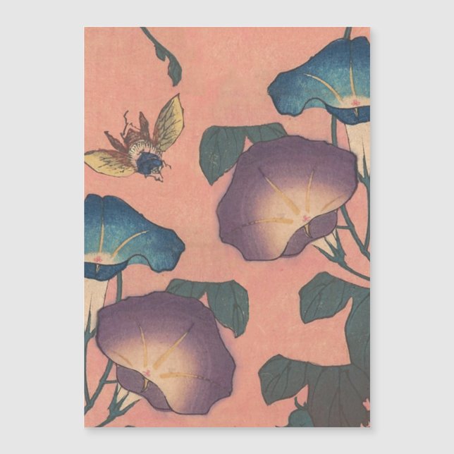 Flor de abeja rosa Arte Clásico Hokusai (Anverso)