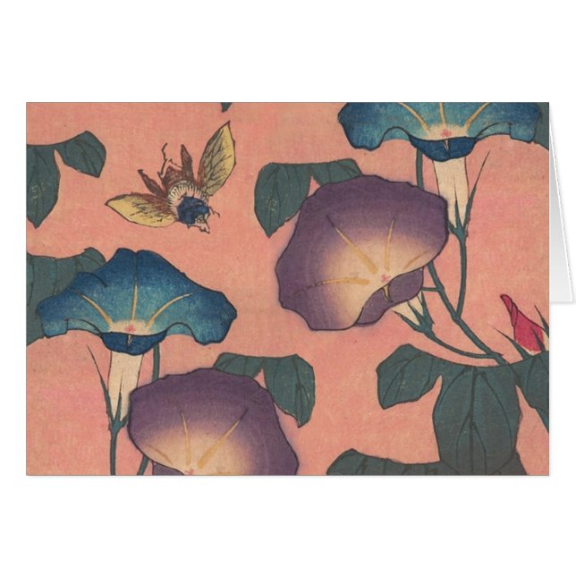 Flor de abeja rosa Clásica Hokusai Art (Anverso (Horizontal))