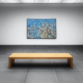 Flor de almendra y cielo azul en estilo de arte pu