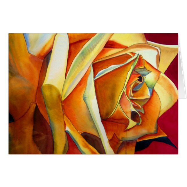 Flor de arte acuático original de la rosa amarilla (Anverso (Horizontal))
