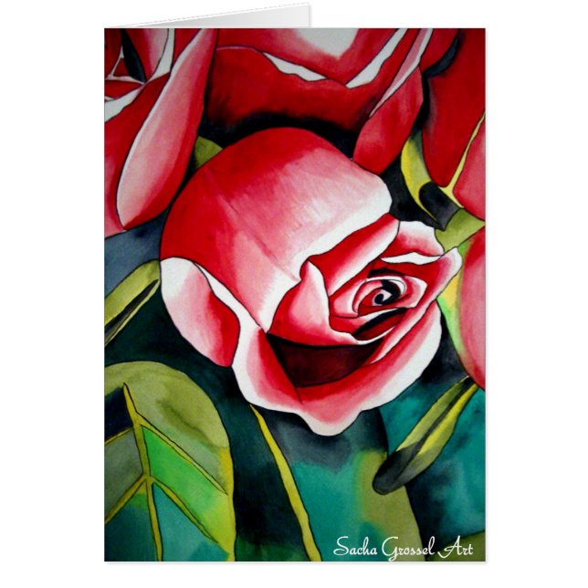 Flor de arte de la pintura acuarela rosa de Rosebu (Frente)