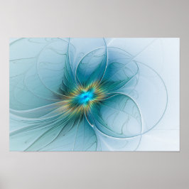Flor de Arte Fractal de Oro Azul Pequeña Belleza