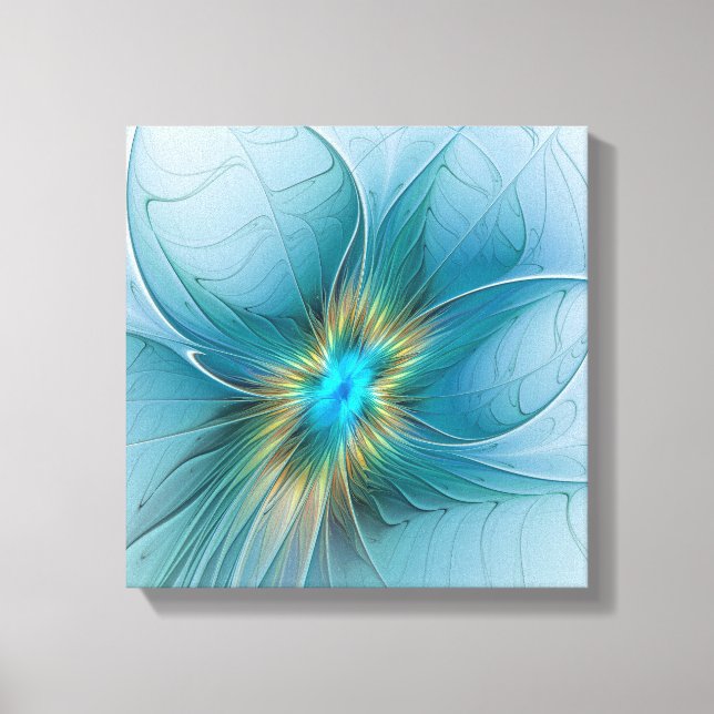 Flor de Arte Fractal de Oro Azul Pequeña Belleza (Anverso)