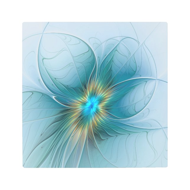Flor de Arte Fractal de Oro Azul Pequeña Belleza (Anverso)