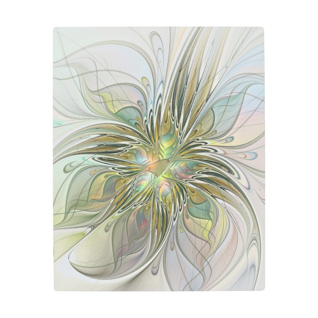 Flor De Arte Fractal Moderno Con Oro (Anverso)