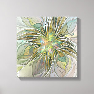 Flor De Arte Fractal Moderno Con Oro