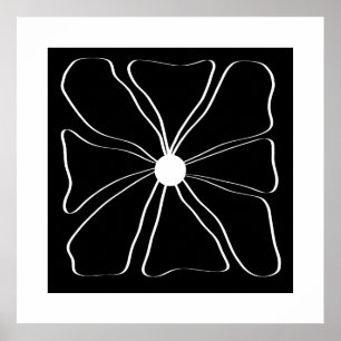 Flor de arte moderno abstracto en blanco y negro