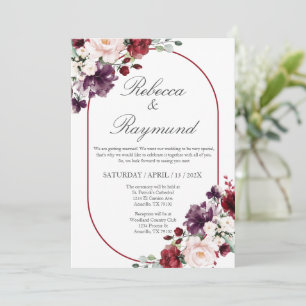 Flor de Borgoña Elegante Invitación a la Boda Espa