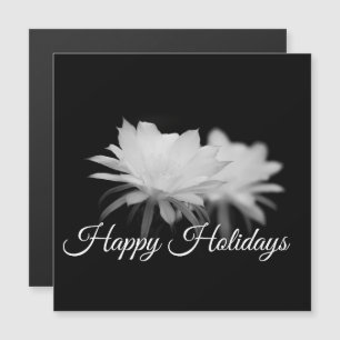 Flor de cactus negro y blanco Felices fiestas