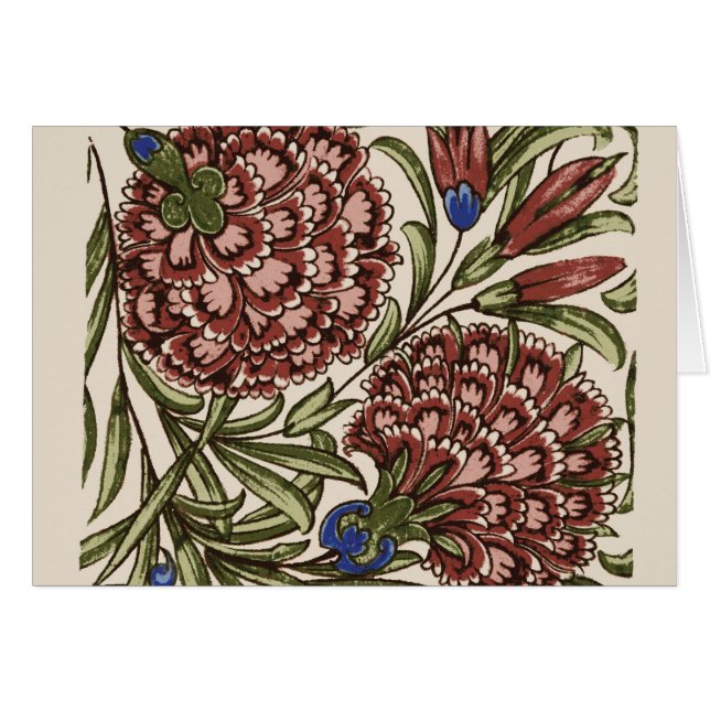 Flor de Carnación Tile Arte Antiguo (Anverso (Horizontal))