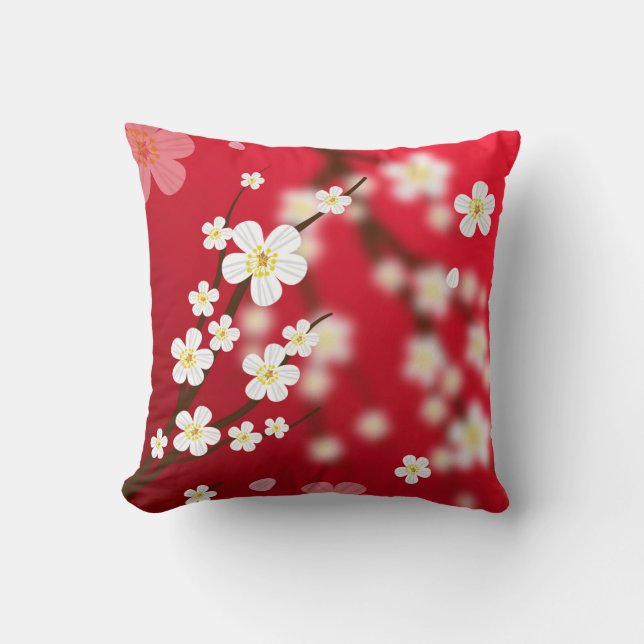 flor de cerezo almohada de lanzamiento floral (Anverso)
