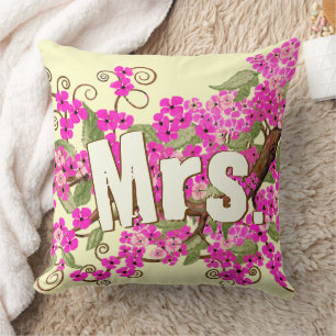 Flor de cerezo amarillo rosado almohada de la seño