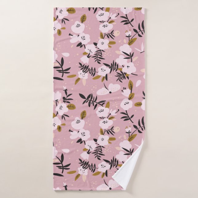 Flor de cerezo de primavera tensa en rosa  (Toalla de baño)