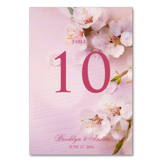 Flor de cerezo Elegante números de mesa de bodas (Anverso)