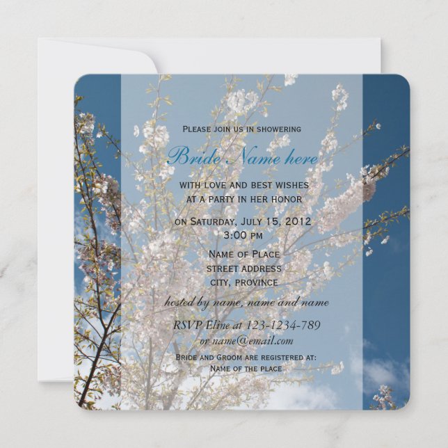 flor de cerezo en azul cielo, invitación a la duch (Anverso)