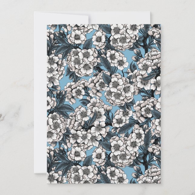 Flor de cerezo en blanco y azul (Anverso)