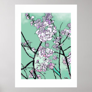 Flor de Cerezo en el Viento – Arte Floral Minimali