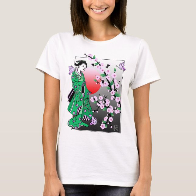 Flor de cerezo - Mariposa de Geisha 3 camiseta (Anverso)