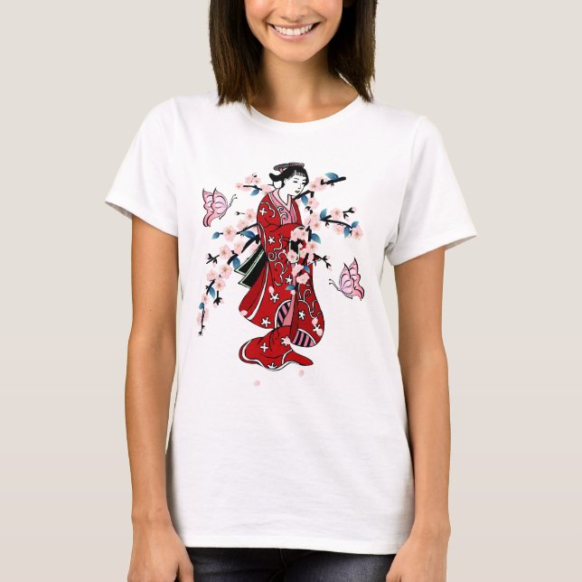 Flor de cerezo - Mariposa Geisha 2 camiseta (Anverso)
