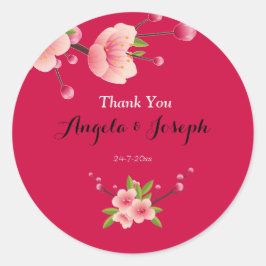 Flor de cerezo pegatina redondo floral rosa blanco