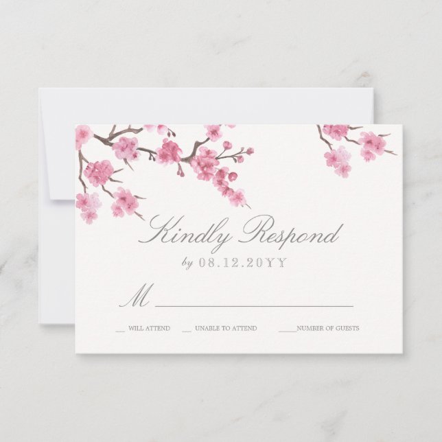 Flor de cerezo | Pink Wedding RSVP (Anverso)