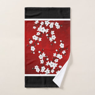 Flor de Cerezo Rojo Negro Blanco Floral