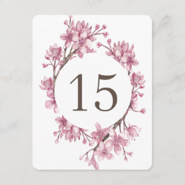 Flor de cerezo rosa. Números de mesa para boda flo