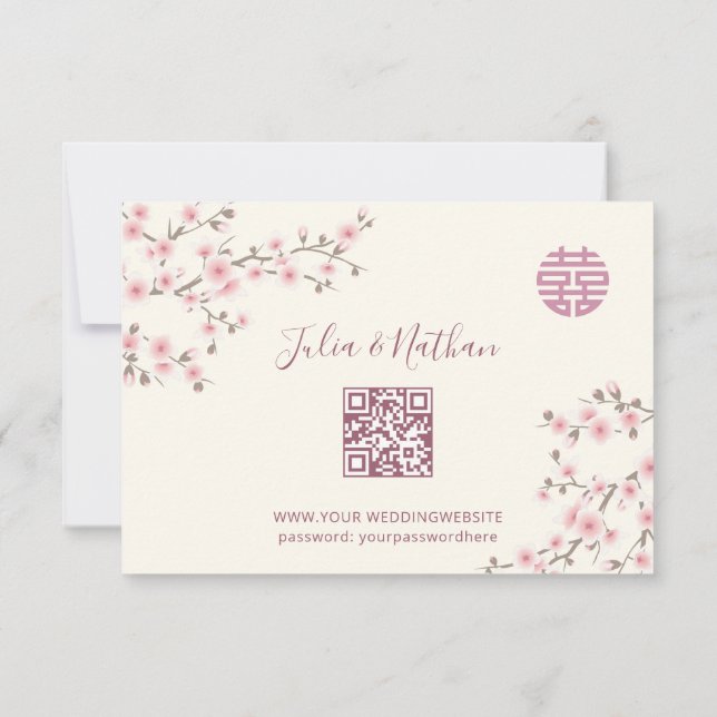 Flor de Cerezo Rosa Polvoriento RSVP Boda China (Reverso)