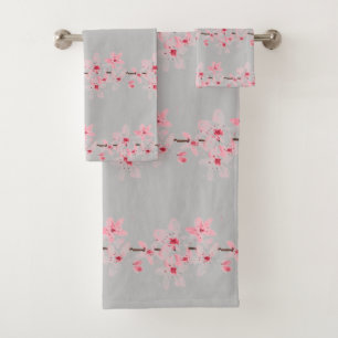 Flor de cerezo Sakura Floral rosa japonés gris